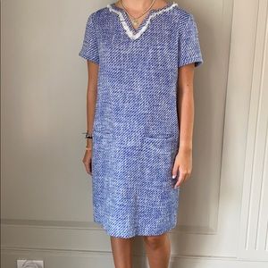 Blue and White V-neck Kate Spade Dress